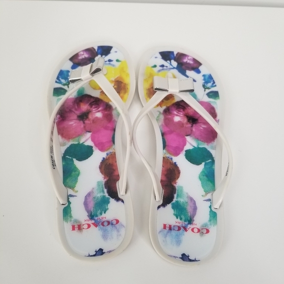 Coach Landon Jelly Floral Sandals Flip Flops Bow Detail Size 6B - Picture 7 of 8